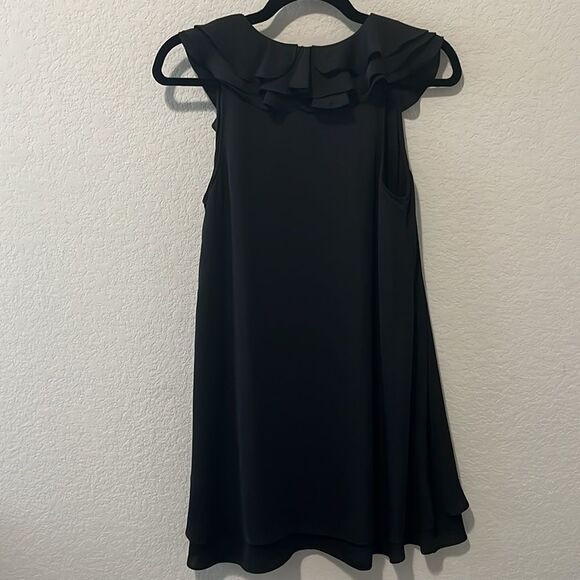 AMANDA UPRICHARD Black Sleeveless Mini Dress Belle Ruffle Tie LBD, Size XS - Picture 5 of 7